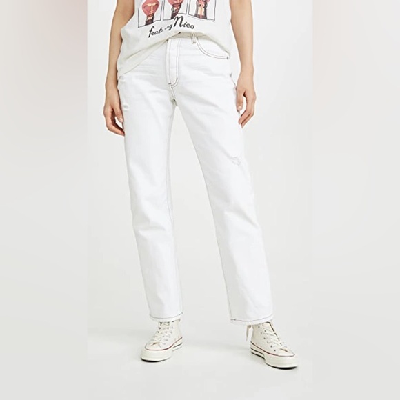One Teaspoon White Trucker Jeans Mid Rise - Picture 2 of 9